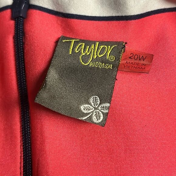 TAYLOR Pleated Pocket Floral Border Navy Coral Office Party Scuba Knit Dress - Picture 10 of 12